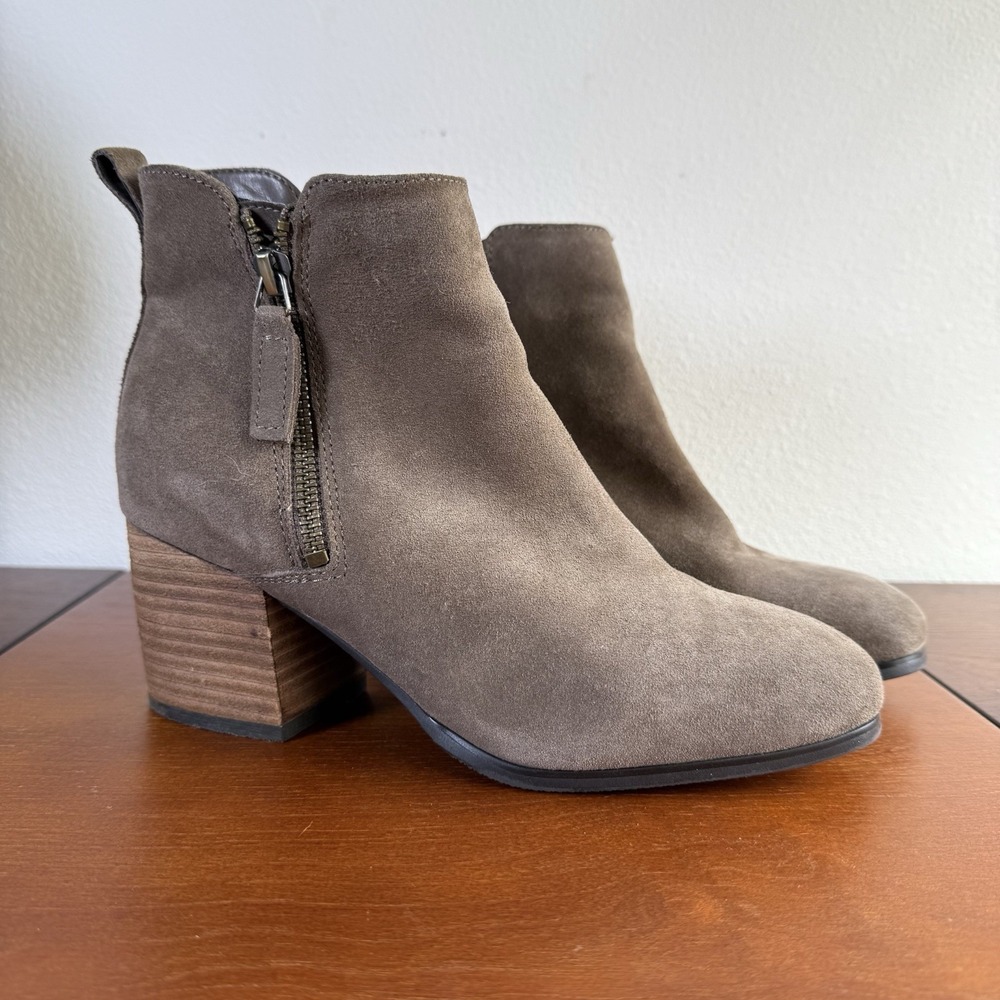 Blondo Siena Ankle Boots Size 7M Brown Tan Block Heel Zip Waterproof Classic